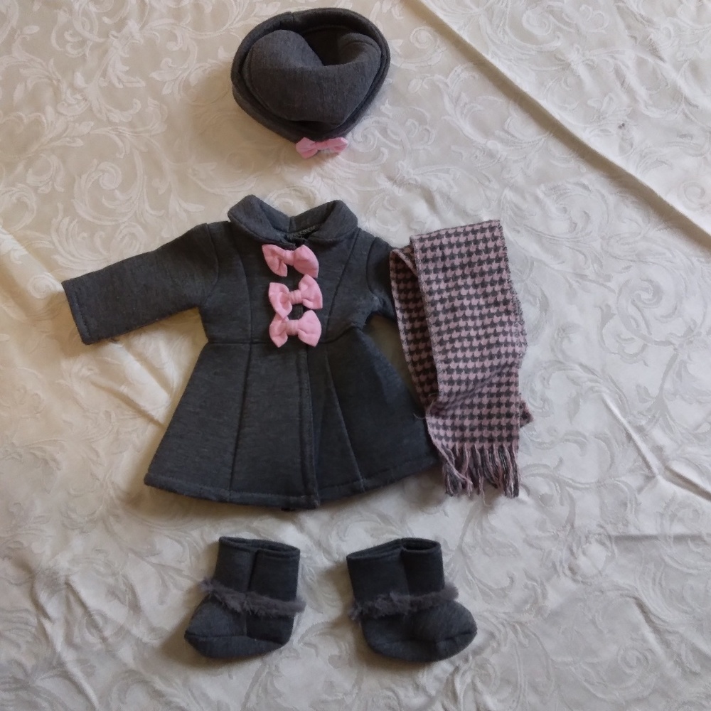 Gray & Pink Winter 18inch Doll Coat Set